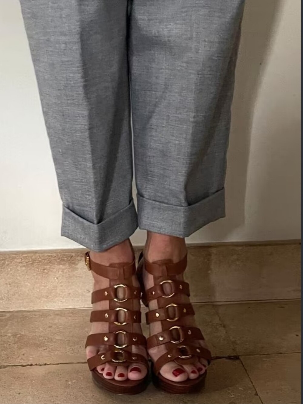 Ralph Lauren Brown Leather Multi-Buckle Sandals Size 7